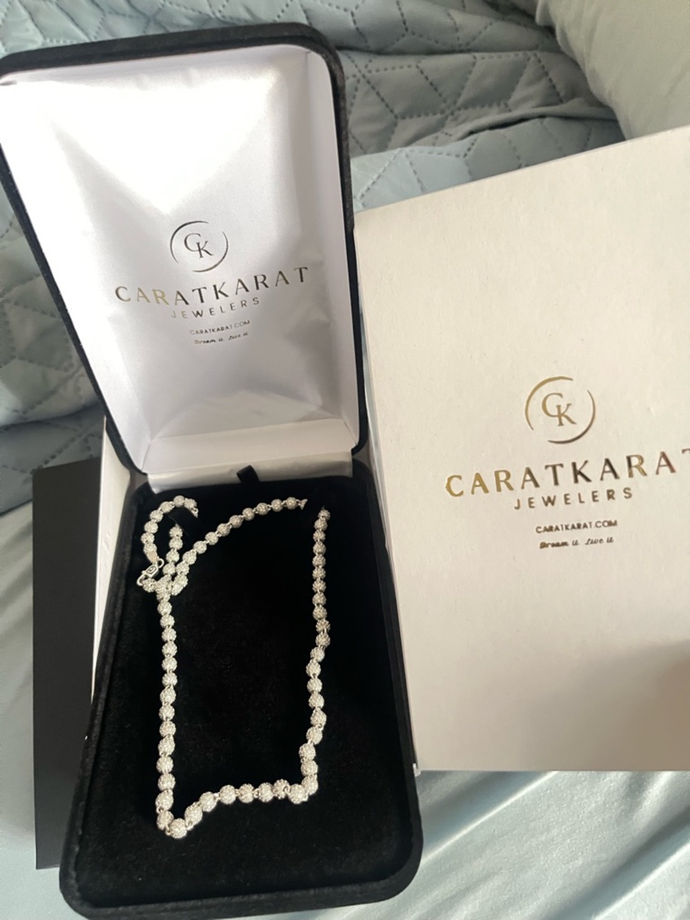 New CaratKarat unisex White Crystal Tennis Necklace - CaratKarat 20 inch silver